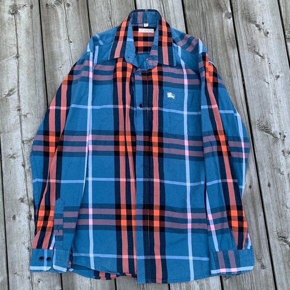 Vintage Burberry Brit Novacheck Dress Shirt Medium - Picture 1 of 9